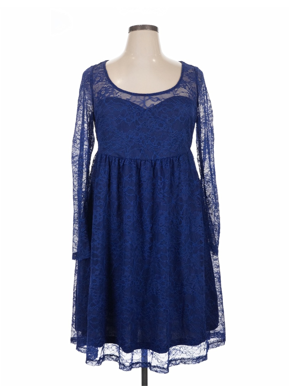 BNWT Torrid Blue Lace Long Sleeve Scoop Neck Dress Size 1